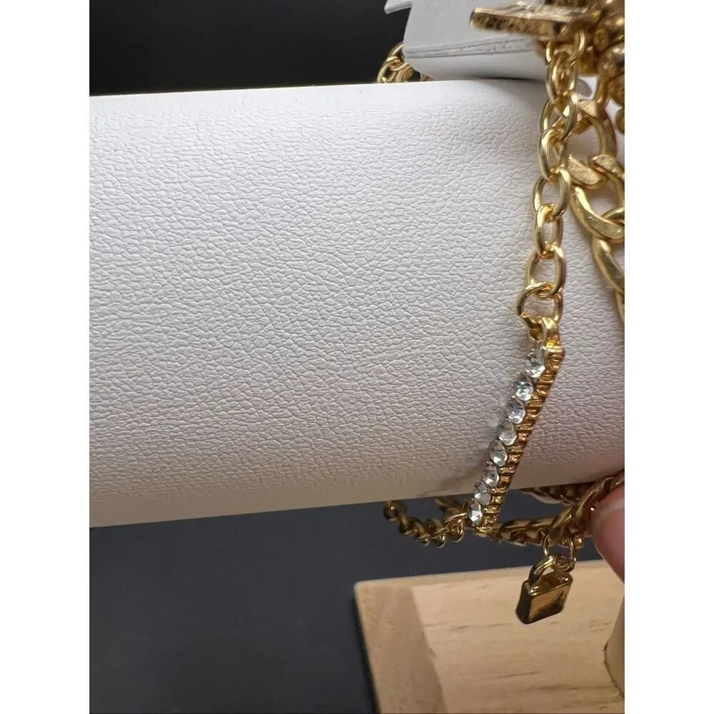 New Laundry by Shelli Segal Gold Toned Chain and Faux Pearl 4 Layering Bracelets